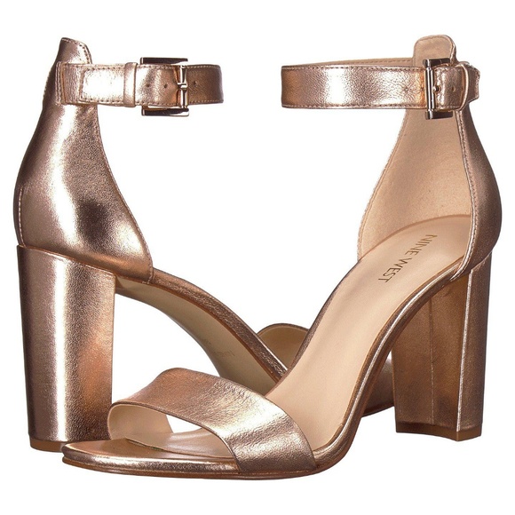 gold block heels size 5